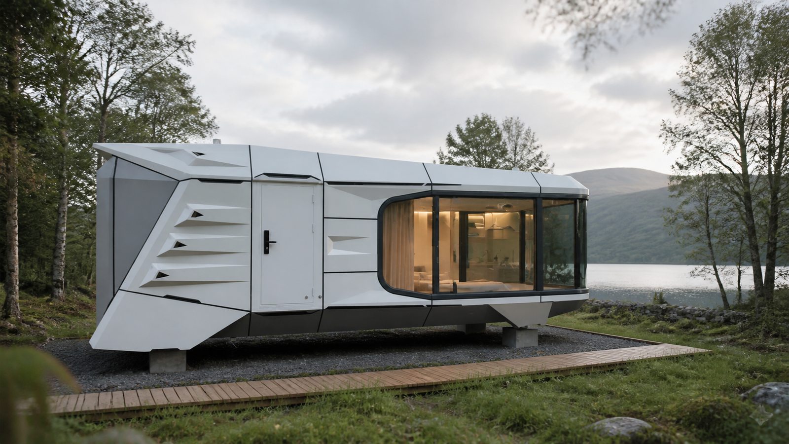 CP-H5 L50F model-referenced CGI in a calm UK lakeside setting