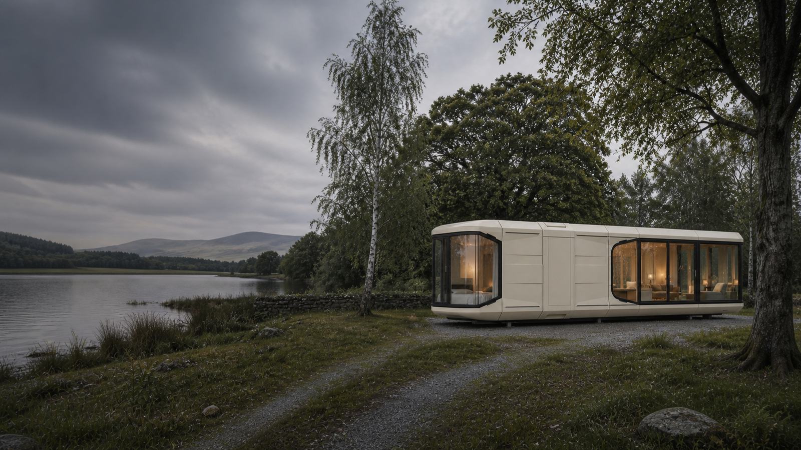 Model-faithful CP-WP7 concept beside a rural UK lake